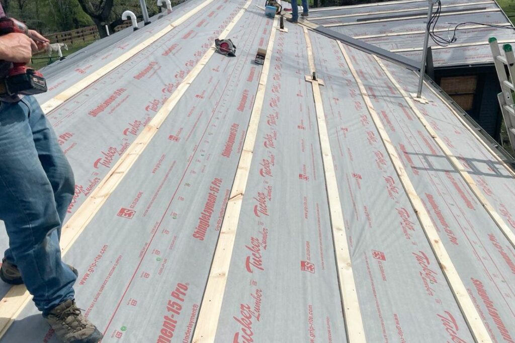 Lath for metal roof installation